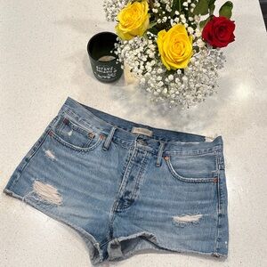 Madewell Light Wash Distressed Denim Jean Shorts
